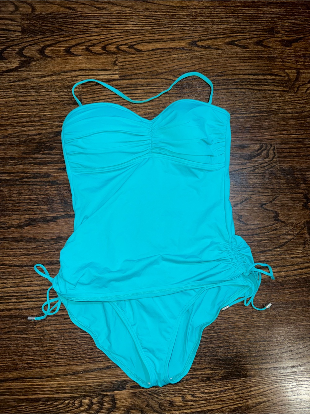 Tommy Bahama Turquoise Ruched One-Piece Swimsuit